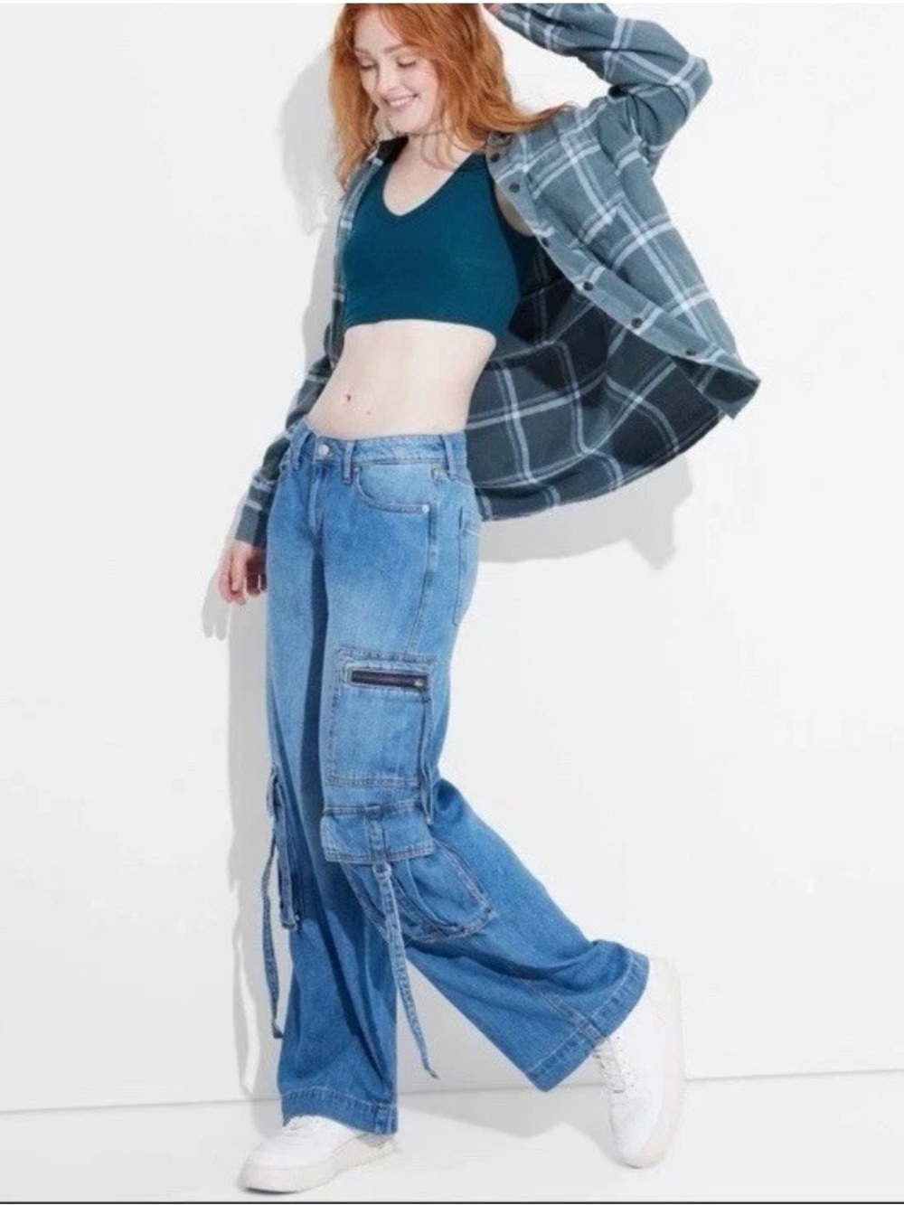 Wild Fable Women's Grunge Mid-Rise Wide Leg Cargo Baggy Pants Var Sizes NWT